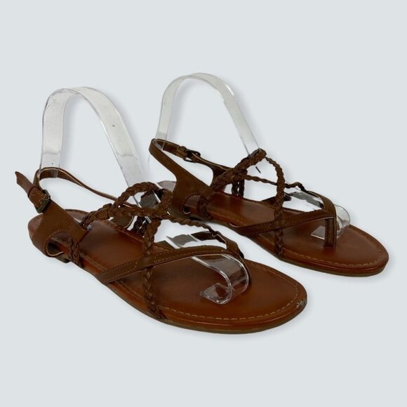 Mia Dannie Gladiator Sandals Brown Braided Size 9 Flat Bohemian Boho Strappy - Picture 7 of 12